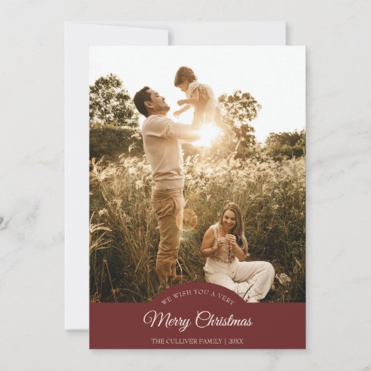 赤と非常に陽気なクリスマス4枚の写真Vertical シーズンカード (正面)