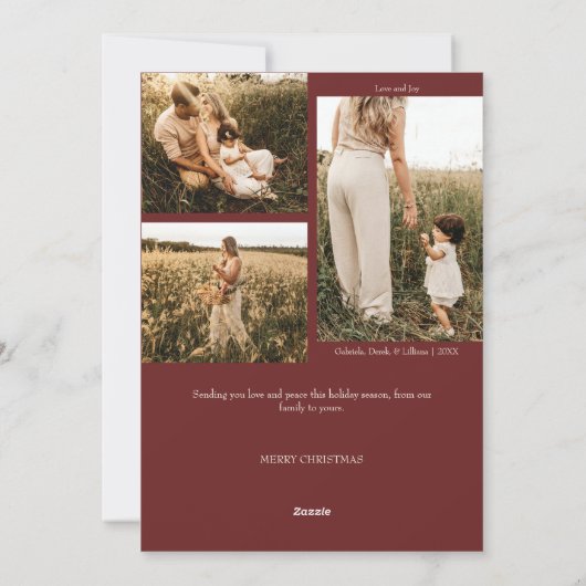 赤と非常に陽気なクリスマス4枚の写真Vertical シーズンカード (裏面)