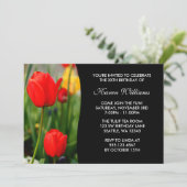 赤と黄のチューリップのフローラ誕生パーティー 招待状 (スタンド正面)