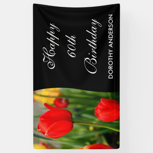 赤と黄のチューリップスフローラ誕生パーティー 横断幕 (縦)