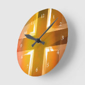 赤と黄の十字 ラウンド壁時計 (傾斜)
