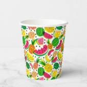 赤と黄の熱帯果実のパターン 紙コップ (裏面)