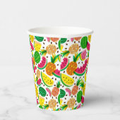 赤と黄の熱帯果実のパターン 紙コップ (右)