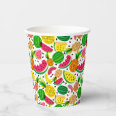 赤と黄の熱帯果実のパターン 紙コップ (正面)