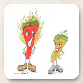 赤と黄ペッパーのコースター コースター