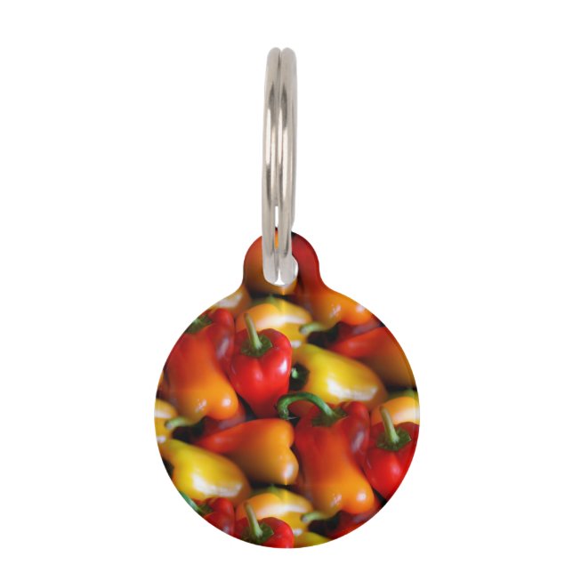 赤と黄ペッパーズラウンドペットタグ ペット　ネームタグ (正面)