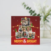 赤と黄メリーと明るい家族の写真コラージュ シーズンカード (スタンド正面)