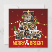 赤と黄メリーと明るい家族の写真コラージュ シーズンカード (正面)