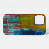 赤と黄色と青と白の抽象画 iPhoneケース (裏面横)