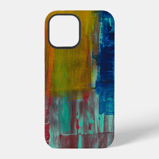 赤と黄色と青と白の抽象画 iPhoneケース (裏面)