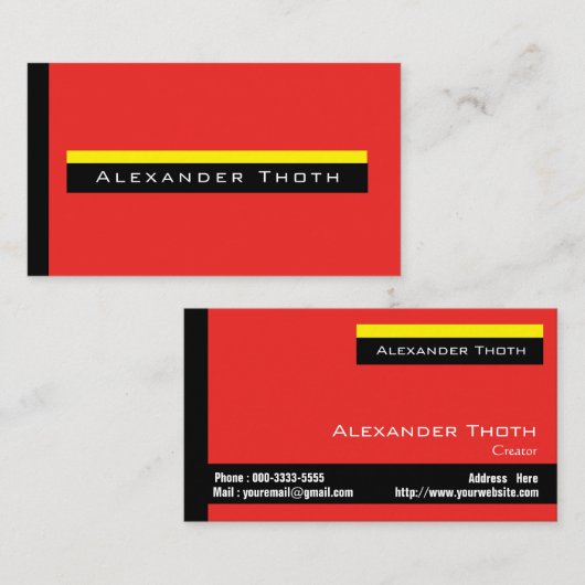 赤と黄色と黒のカッコいいデザイン 名刺 (正面/裏面)