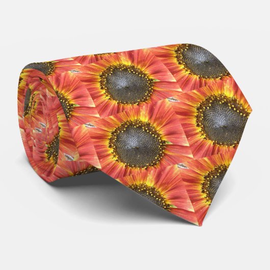 赤と黄色のひまわりタイ ネクタイ (ロール)