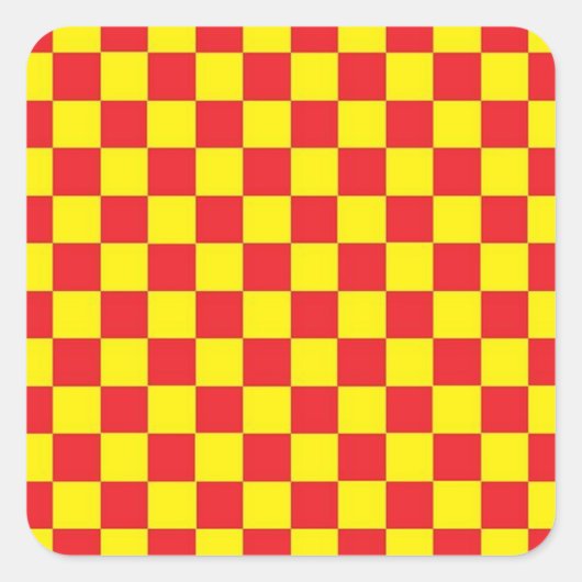 赤と黄色のカスタマイ市松模様にズ可能なシール スクエアシール (正面)