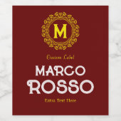 赤と黄色のカスタム ワインラベル (シングルラベル)