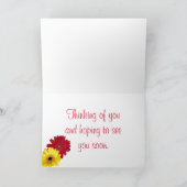 赤と黄色のガーベラデイジーの写真パーソナライズされた カード (内部)