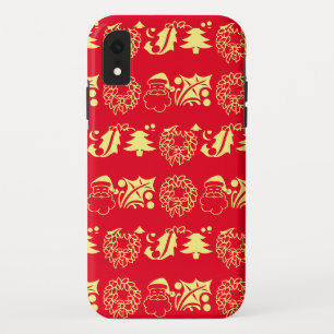 赤と黄色のクリスマスお祝い iPhone XRケース