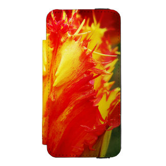 赤と黄色のクローズアップ巻きチューリップ iPhone SE/5/5sウォレットケース