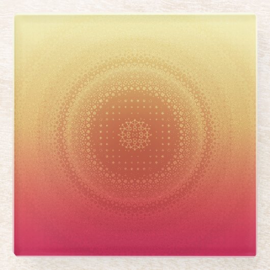 赤と黄色のコースター ガラスコースター (正面)