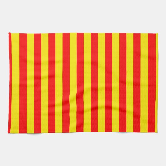 赤と黄色のストライプデザイン キッチンタオル (横)