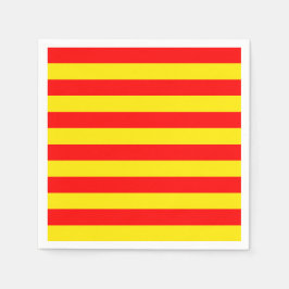 赤と黄色のストライプデザイン スタンダードカクテルナプキン