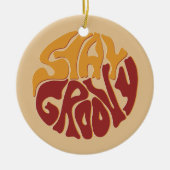 赤と黄色のスプラッシュでGroovyを維持 セラミックオーナメント (正面)