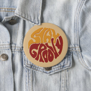 赤と黄色のスプラッシュでGroovyを維持 缶バッジ