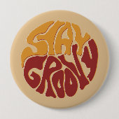 赤と黄色のスプラッシュでGroovyを維持 缶バッジ (正面)