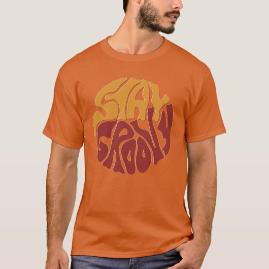 赤と黄色のスプラッシュでGroovyを維持 Tシャツ (正面)