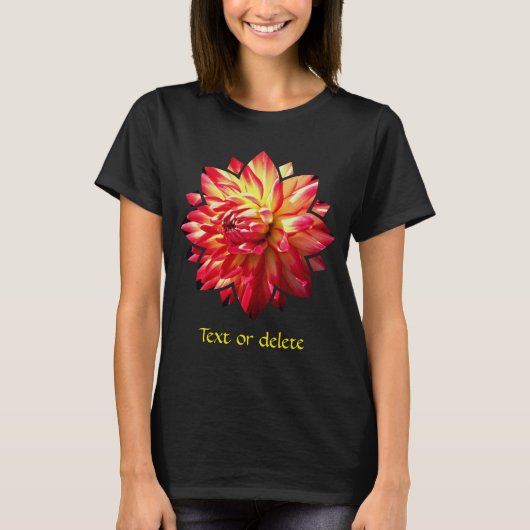 赤と黄色のダリアの花 オーダーメイド Tシャツ (正面)