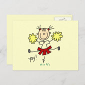 赤と黄色のチアリーダーTシャツとギフト ポストカード (正面/裏面)