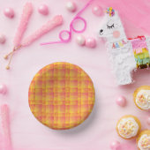 赤と黄色のチェック柄の抽象的なパターン ペーパーボウル (パーティー)