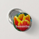 赤と黄色のチューリップフローラガーデンフォトキーリング 缶バッジ (正面&裏面)