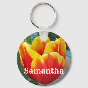 赤と黄色のチューリップフローラガーデンフォト キーホルダー