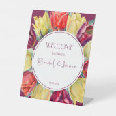 赤と黄色のチューリップブライダルシャワーへようこそ 台座サイン (正面)
