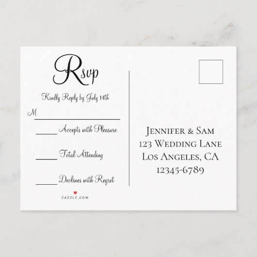 赤と黄色のチューリップ写真コンテンポラリーRSVP インビテーションポストカード (裏面)