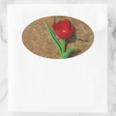 赤と黄色のチューリップ 楕円形シール (バッグ)