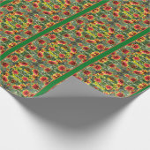 赤と黄色のデイジーパーソナライズされた花 ラッピングペーパー (角)