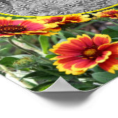 赤と黄色のデイジーフレーム独自の写真を作成 ポスター (角)