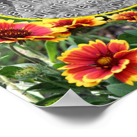 赤と黄色のデイジーフレーム独自の写真を作成 ポスター (角)