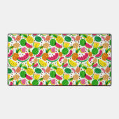 赤と黄色のトロピカルフルーツパターン デスクマット (正面)