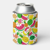 赤と黄色のトロピカルフルーツパターン 缶クーラー (缶裏面)