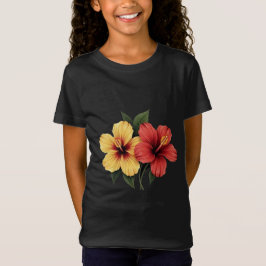 赤と黄色のハイビスカスの花 ハイビスカス Tシャツ