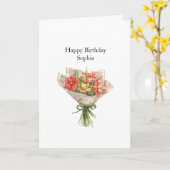 赤と黄色のハイビスカスの花 誕生日 カード (黄色い花)