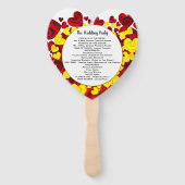 赤と黄色のハートとバラ結婚式 プログラム ハンドファン (裏面)