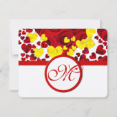赤と黄色のバラのハートRSVP 出欠カード (裏面)