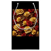 赤と黄色のバラの抱き枕 – 小、光沢 スモールペーパーバッグ (裏面)