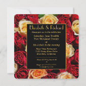 赤と黄色のバラの結婚式 招待状 (裏面)