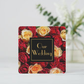 赤と黄色のバラ結婚の 招待状 (スタンド正面)