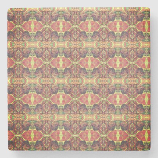 赤と黄色のパターン ストーンコースター (正面)