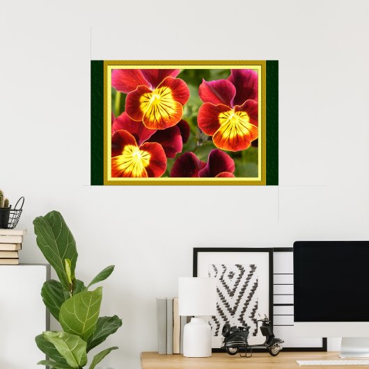 赤と黄色のパンジー(大きなマット) ポスター (ホームオフィス)